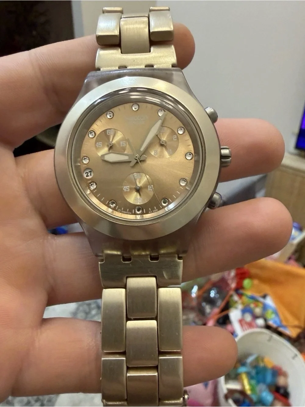 Swatch Irony Diaphane Full Blooded Gold Chronograph Watch 43mm SVCK4032G